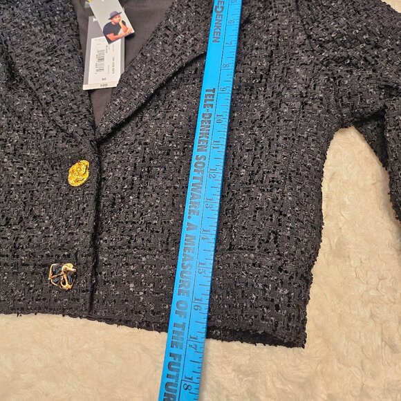 Worthington X Jason Bolden Women's Black Tweed Two Buttons Jacket - Picture 5 of 11